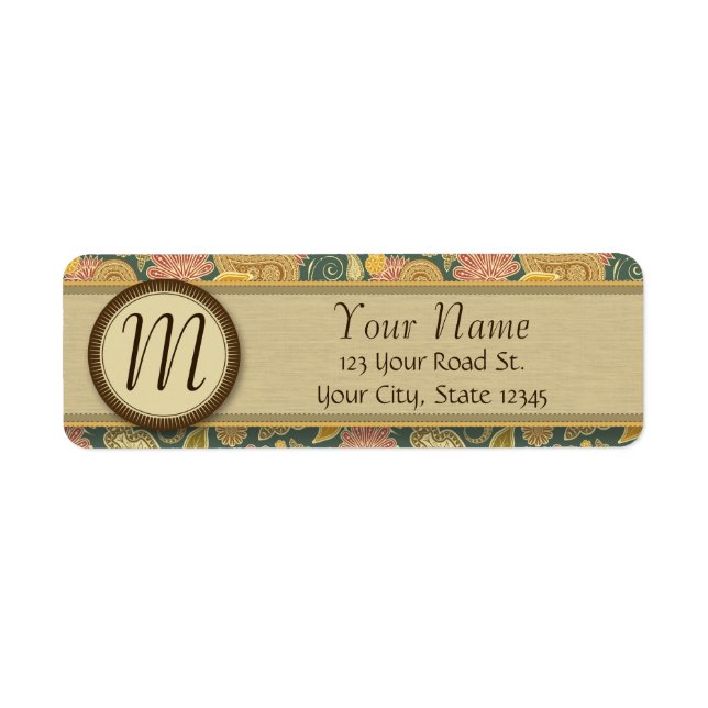 Paisley- und Fan-Blume mit Monogramm (Vorne)