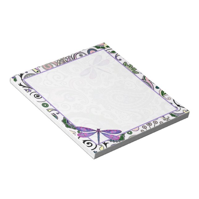 Paisley und Libelle Notizblock (angewinkelt)