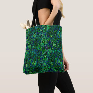 Paisley-Üppigkeit Lebendige Florale Blau Grün