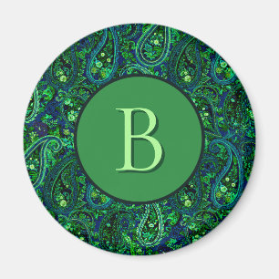 Paisley-Üppigkeit Lebendige Florale Blau Grün Magnet