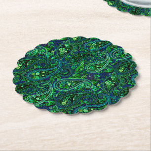Paisley-Üppigkeit Lebendige Florale Blau Grün Untersetzer