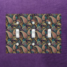 Paisley Vintage Look Black Teal Purple Monogram