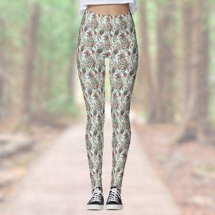 Paisley Vintage Look Rose Burgund Rot Grün Haushal Leggings