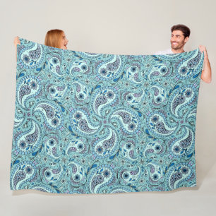Paisley-Vögel in Babyblau Fleecedecke