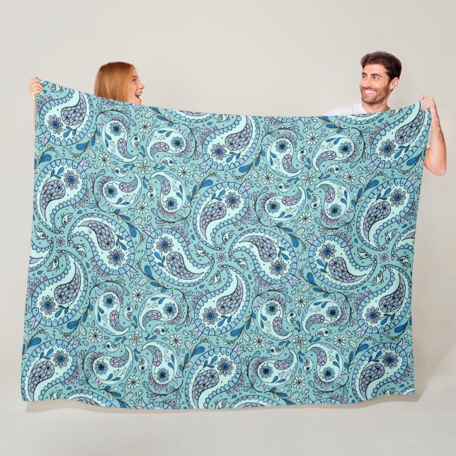 Paisley-Vögel in Babyblau Fleecedecke (Beispiel)