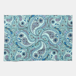 Paisley-Vögel in Babyblau Geschirrtuch