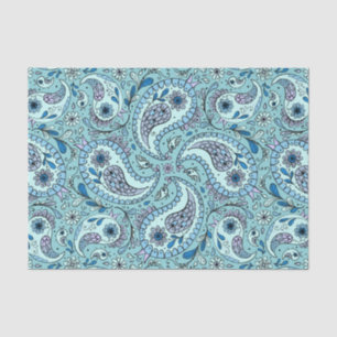 Paisley-Vögel in Babyblau Seidenpapier