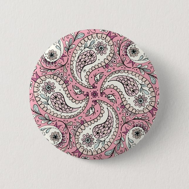 Paisley-Vögel in Babyrosa Button (Vorderseite)