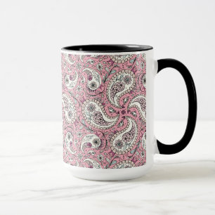 Paisley-Vögel in Babyrosa Tasse