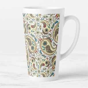 Paisley-Vögel in Gelb/Braun und Weiß Milchtasse