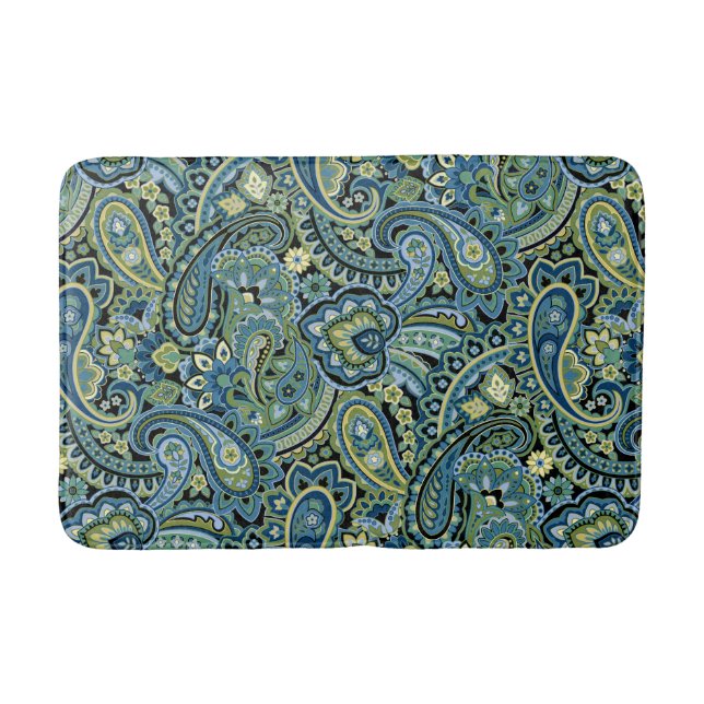Paisley Waldgrün Badematte (Vorderseite)