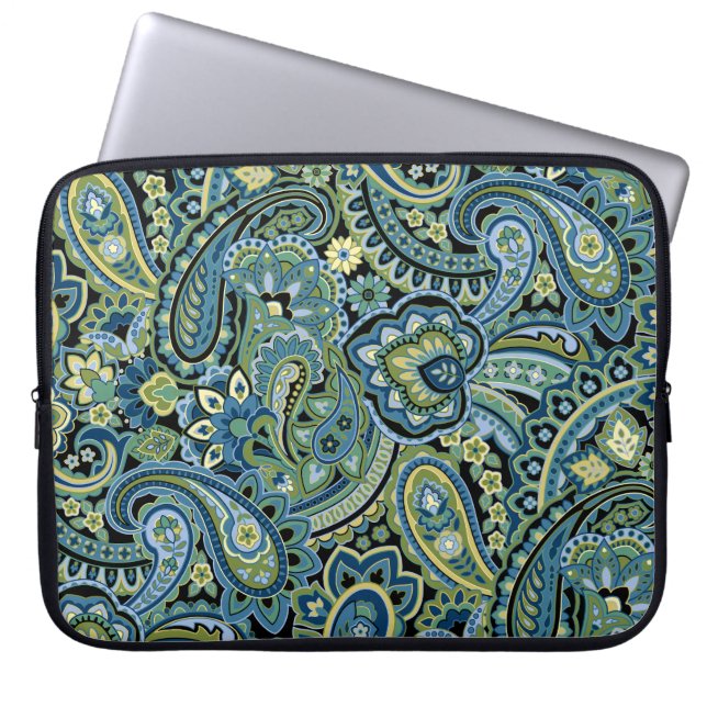 Paisley Waldgrün Laptopschutzhülle (Vorderseite)