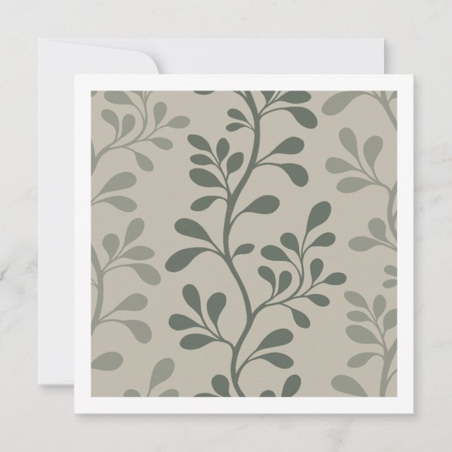 Paisley Waltz Green Silhouette Minimal Botanical Mitteilungskarte (Vorderseite)