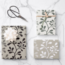 Paisley Waltz Minimalist Botanical Silhouettes Geschenkpapier Set