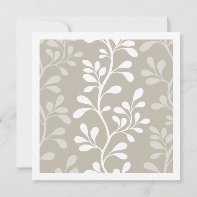 Paisley Waltz Silhouette Beige Minimal Botanical Mitteilungskarte (Vorderseite)