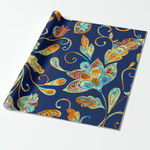 Paisley-Wasserfarbe-Fliesenmuster: Blumen, f Geschenkpapier