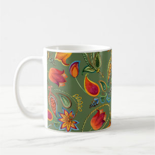 Paisley-Wasserfarbenblumen, nahtloses indisches Mo Kaffeetasse