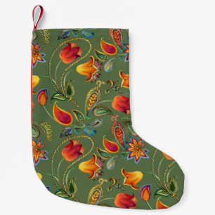 Paisley-Wasserfarbenblumen, nahtloses indisches Mo Kleiner Weihnachtsstrumpf