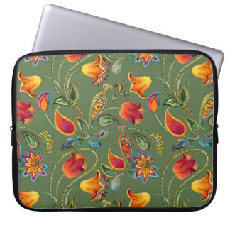 Paisley-Wasserfarbenblumen, nahtloses indisches Mo Laptopschutzhülle