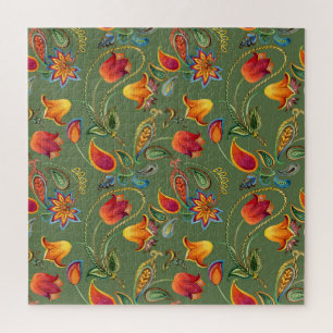 Paisley-Wasserfarbenblumen, nahtloses indisches Mo Puzzle