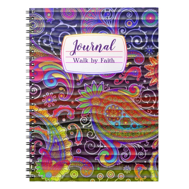 Paisley Wavy Komposition Notebook in hellen Farben Notizblock (Vorderseite)
