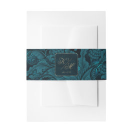 Paisley Wedding Dark Aquamarin ID767 Einladungsbanderole