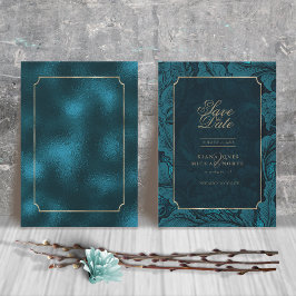 Paisley Wedding Dark Aquamarin ID767 Save The Date