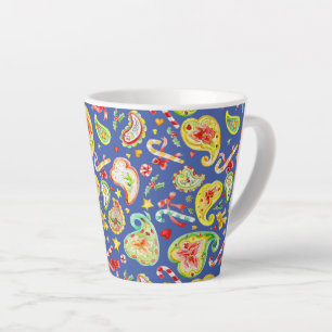 Paisley-Weihnachts-Wasserfarbe-Bogen Candy Blau Milchtasse