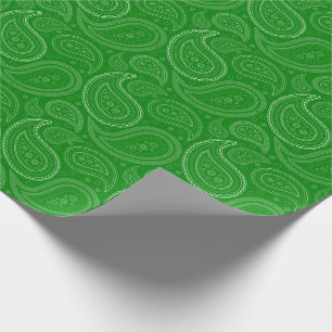Paisley-Weiß auf grünem Packpapier