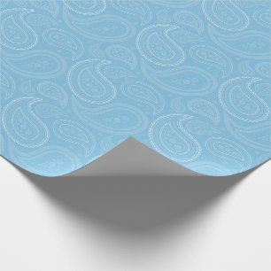 Paisley-Weiß auf hellblauem Packpapier