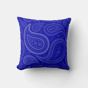 Paisley Weiß auf Royalblau-Kissen Kissen