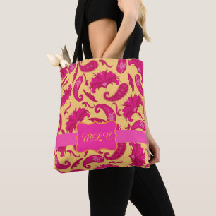 Paisley Yellow Bright Pink Monogram personalisiere