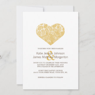 Paisley Yellow Heart Wedding Einladung