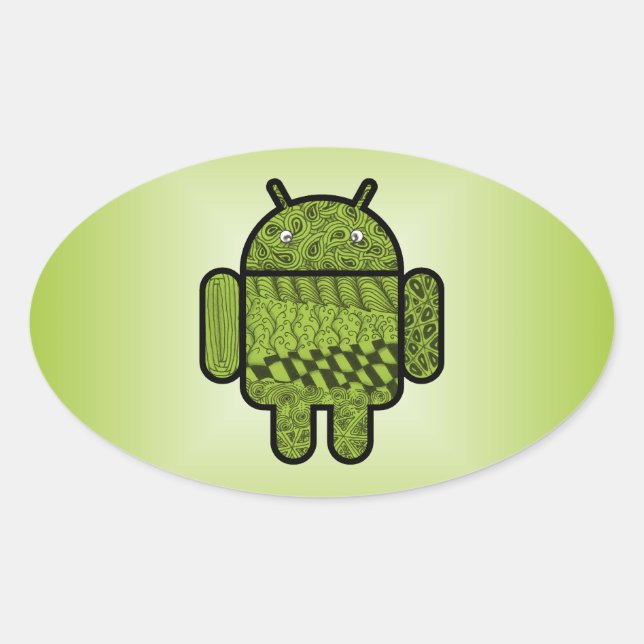 Paisley-Zeichen für den Android™-Roboter Ovaler Aufkleber (Vorderseite)