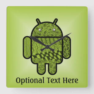 Paisley-Zeichen für den Android™-Roboter Quadratische Wanduhr