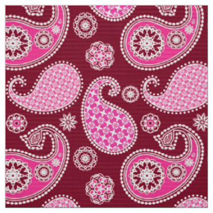 Paisleymuster, Burgund, Rosa und Weiß Stoff