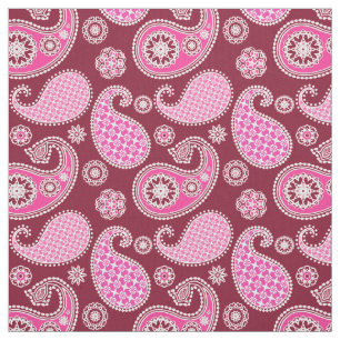 Paisleymuster, Burgund, Rosa und Weiß Stoff