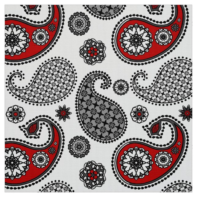 Paisleymuster, -SCHWARZES, -WEISS und -ROT Stoff (Muster)