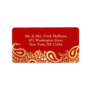 Paisleys Elegant Indian Shipping Address Label Adressaufkleber