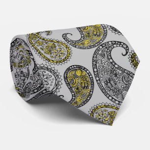 Paisleys Muster Grau und Gelb Krawatte