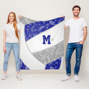 Paislies Federn Blume blau graue Volleyball Fleecedecke