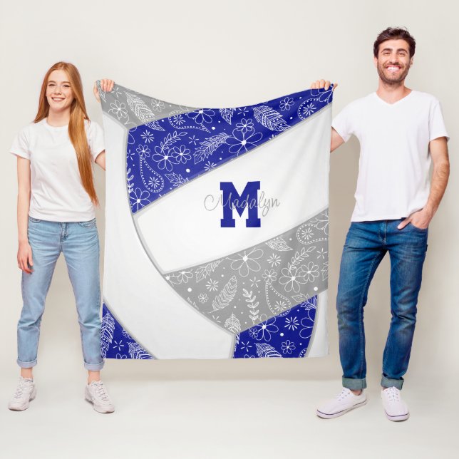 Paislies Federn Blume blau graue Volleyball Fleecedecke (Beispiel)