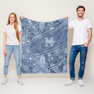 Paislies Federn Blume Muster blau Volleyball Fleecedecke