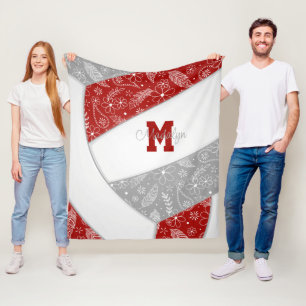 Paislies Federn Blume rotes Grauvolleyball Fleecedecke
