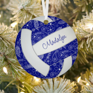 Paislies Federn Blumenmuster blaue Volleyball Ornament Aus Metall