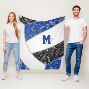Paislies Federn Muster blau schwarzen Volleyball Fleecedecke