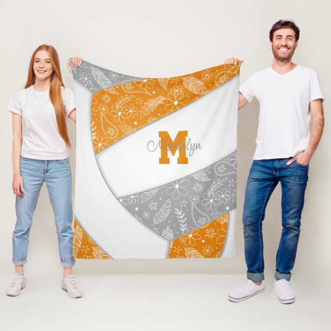 Paislies Federn Muster orange graue Volleyball Fleecedecke (Beispiel)