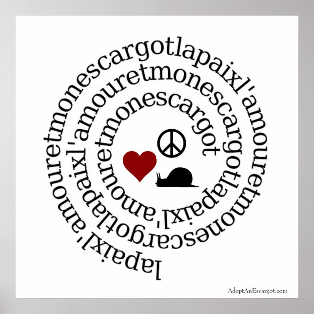 Paix, l'amour et mon escargot poster (Vorne)