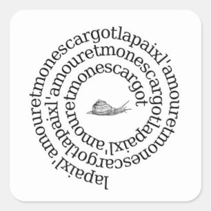 Paix, l'amour und Montag escargot Quadratischer Aufkleber