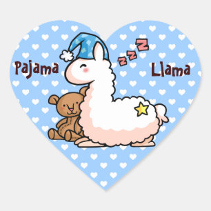 Pajama Llama Herz-Aufkleber